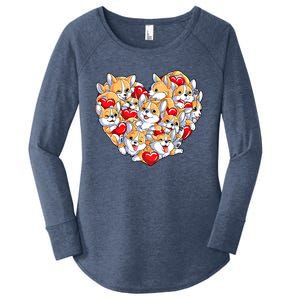 Valentines Day Corgi Heart Funny Corgis Dog Lovers Gift Women's Perfect Tri Tunic Long Sleeve Shirt