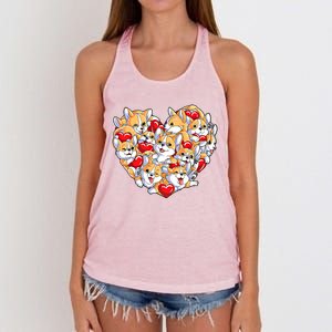 Valentines Day Corgi Heart Funny Corgis Dog Lovers Gift Women's Knotted Racerback Tank