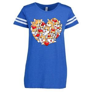 Valentines Day Corgi Heart Funny Corgis Dog Lovers Gift Enza Ladies Jersey Football T-Shirt