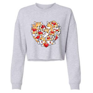 Valentines Day Corgi Heart Funny Corgis Dog Lovers Gift Cropped Pullover Crew