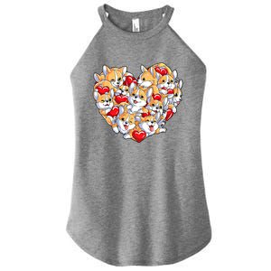 Valentines Day Corgi Heart Funny Corgis Dog Lovers Gift Women's Perfect Tri Rocker Tank