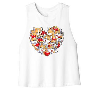 Valentines Day Corgi Heart Funny Corgis Dog Lovers Gift Women's Racerback Cropped Tank