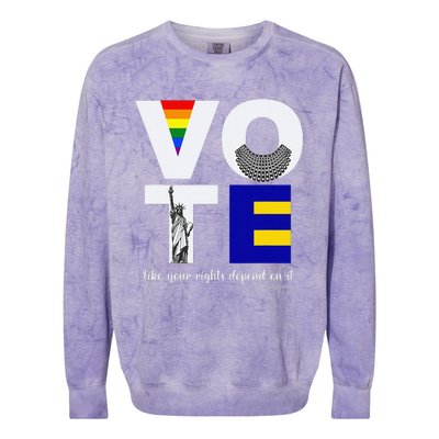 Vote Dissent Collar Statue of Liberty Pride Flag Equality Colorblast Crewneck Sweatshirt