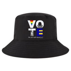 Vote Dissent Collar Statue of Liberty Pride Flag Equality Cool Comfort Performance Bucket Hat