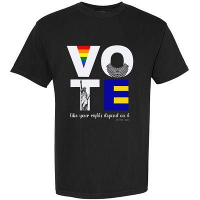 Vote Dissent Collar Statue of Liberty Pride Flag Equality Garment-Dyed Heavyweight T-Shirt