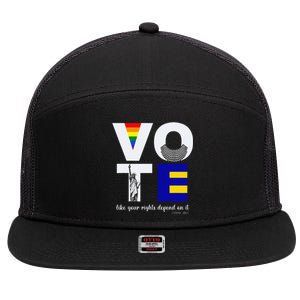 Vote Dissent Collar Statue of Liberty Pride Flag Equality 7 Panel Mesh Trucker Snapback Hat