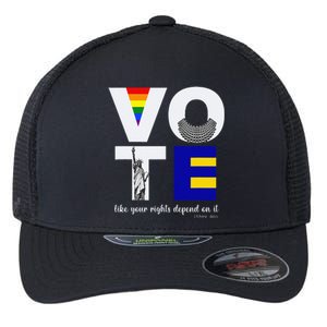 Vote Dissent Collar Statue of Liberty Pride Flag Equality Flexfit Unipanel Trucker Cap