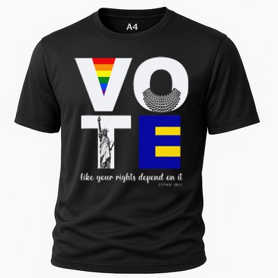 Vote Dissent Collar Statue of Liberty Pride Flag Equality Cooling Performance Crew T-Shirt