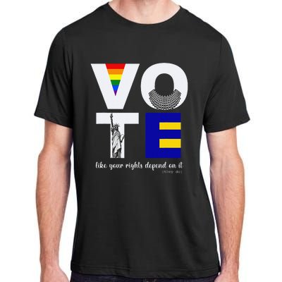 Vote Dissent Collar Statue of Liberty Pride Flag Equality Adult ChromaSoft Performance T-Shirt