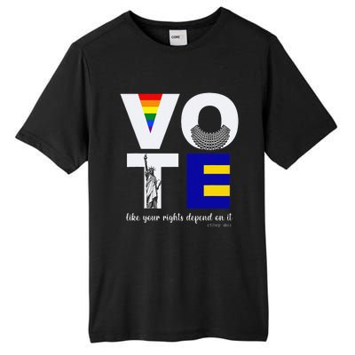 Vote Dissent Collar Statue of Liberty Pride Flag Equality Tall Fusion ChromaSoft Performance T-Shirt