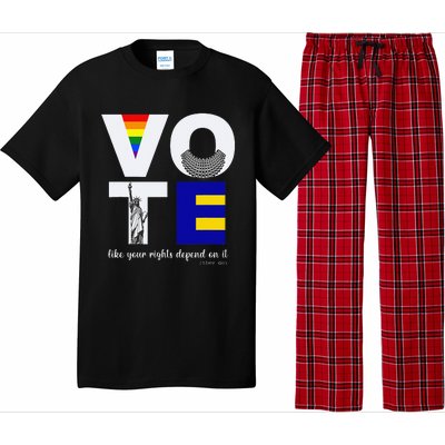 Vote Dissent Collar Statue of Liberty Pride Flag Equality Pajama Set