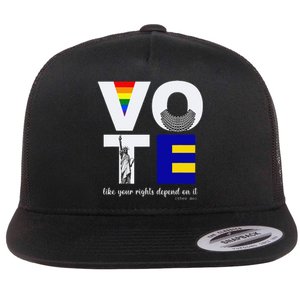 Vote Dissent Collar Statue of Liberty Pride Flag Equality Flat Bill Trucker Hat