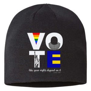 Vote Dissent Collar Statue of Liberty Pride Flag Equality Sustainable Beanie