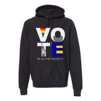 Vote Dissent Collar Statue of Liberty Pride Flag Equality Premium Hoodie