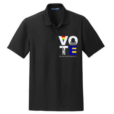 Vote Dissent Collar Statue of Liberty Pride Flag Equality Dry Zone Grid Polo