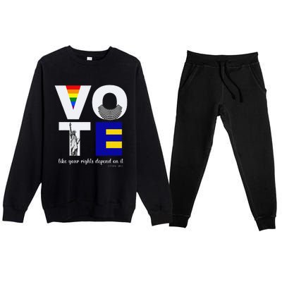 Vote Dissent Collar Statue of Liberty Pride Flag Equality Premium Crewneck Sweatsuit Set