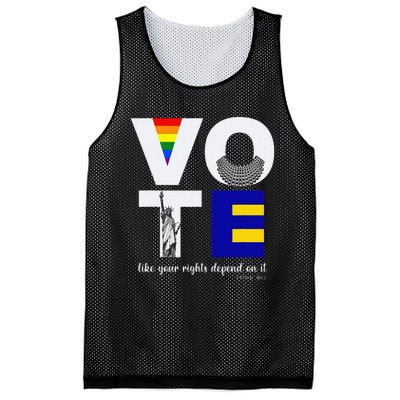 Vote Dissent Collar Statue of Liberty Pride Flag Equality Mesh Reversible Basketball Jersey Tank