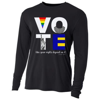 Vote Dissent Collar Statue of Liberty Pride Flag Equality Cooling Performance Long Sleeve Crew