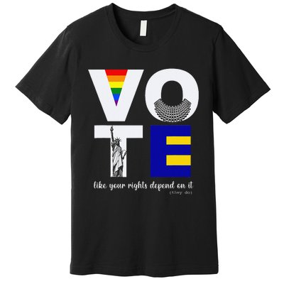 Vote Dissent Collar Statue of Liberty Pride Flag Equality Premium T-Shirt