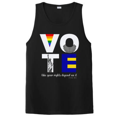 Vote Dissent Collar Statue of Liberty Pride Flag Equality PosiCharge Competitor Tank