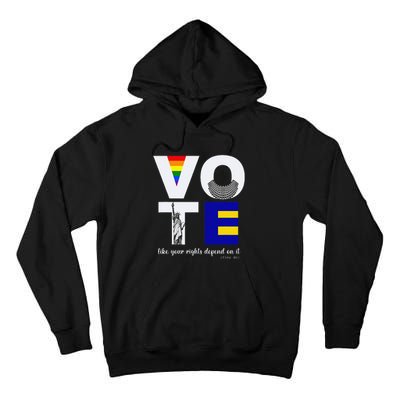 Vote Dissent Collar Statue of Liberty Pride Flag Equality Tall Hoodie