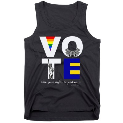 Vote Dissent Collar Statue of Liberty Pride Flag Equality Tank Top