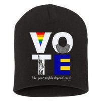 Vote Dissent Collar Statue of Liberty Pride Flag Equality Short Acrylic Beanie