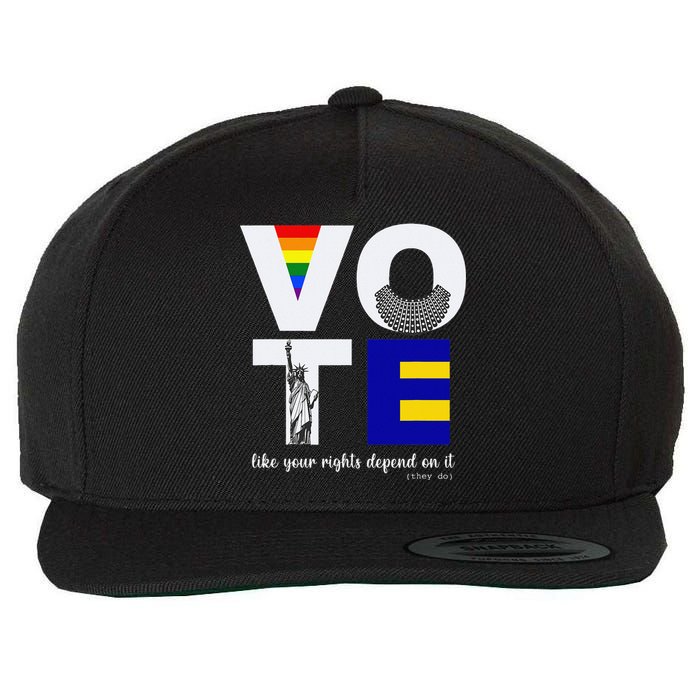 Vote Dissent Collar Statue of Liberty Pride Flag Equality Wool Snapback Cap