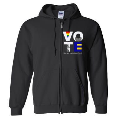 Vote Dissent Collar Statue of Liberty Pride Flag Equality Full Zip Hoodie