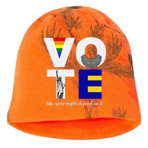 Vote Dissent Collar Statue of Liberty Pride Flag Equality Kati - Camo Knit Beanie