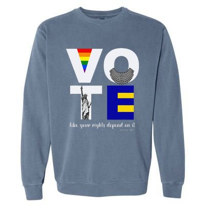 Vote Dissent Collar Statue of Liberty Pride Flag Equality Garment-Dyed Sweatshirt