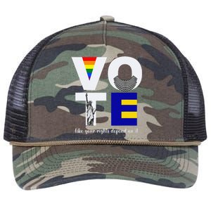 Vote Dissent Collar Statue of Liberty Pride Flag Equality Retro Rope Trucker Hat Cap