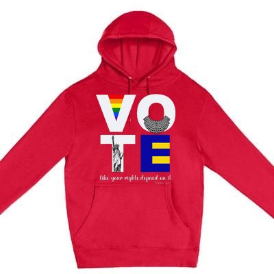 Vote Dissent Collar Statue of Liberty Pride Flag Equality Premium Pullover Hoodie