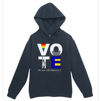 Vote Dissent Collar Statue of Liberty Pride Flag Equality Urban Pullover Hoodie