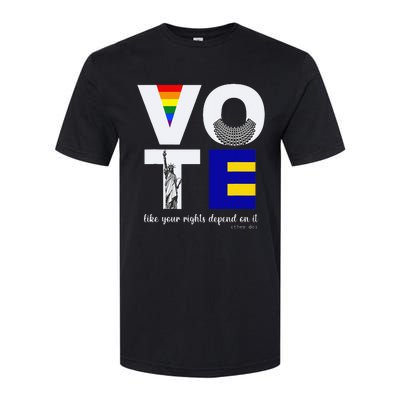 Vote Dissent Collar Statue of Liberty Pride Flag Equality Softstyle CVC T-Shirt