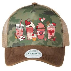 Valentines Day Coffee Cups Latte Iced Cream Cute Hearts Legacy Tie Dye Trucker Hat