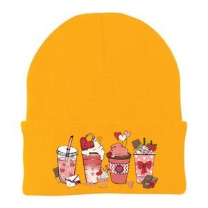 Valentines Day Coffee Cups Latte Iced Cream Cute Hearts Knit Cap Winter Beanie