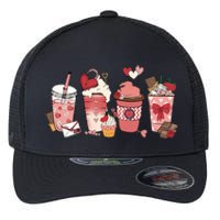 Valentines Day Coffee Cups Latte Iced Cream Cute Hearts Flexfit Unipanel Trucker Cap