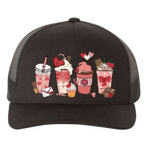 Valentines Day Coffee Cups Latte Iced Cream Cute Hearts Yupoong Adult 5-Panel Trucker Hat