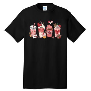 Valentines Day Coffee Cups Latte Iced Cream Cute Hearts Tall T-Shirt