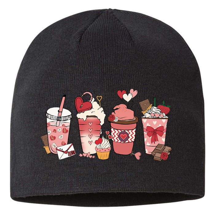 Valentines Day Coffee Cups Latte Iced Cream Cute Hearts Sustainable Beanie