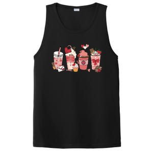 Valentines Day Coffee Cups Latte Iced Cream Cute Hearts PosiCharge Competitor Tank