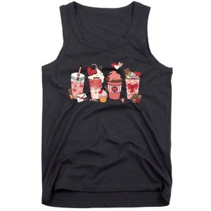 Valentines Day Coffee Cups Latte Iced Cream Cute Hearts Tank Top