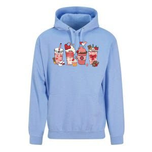 Valentines Day Coffee Cups Latte Iced Cream Cute Hearts Unisex Surf Hoodie