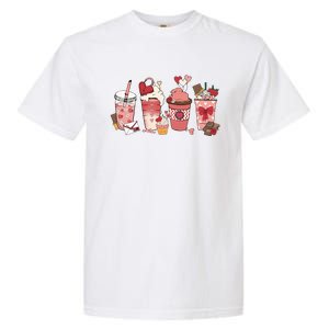 Valentines Day Coffee Cups Latte Iced Cream Cute Hearts Garment-Dyed Heavyweight T-Shirt