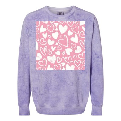 Valentines Day Cute Chalk Hearts Colorblast Crewneck Sweatshirt