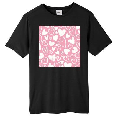 Valentines Day Cute Chalk Hearts Tall Fusion ChromaSoft Performance T-Shirt