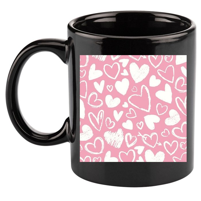 Valentines Day Cute Chalk Hearts 11oz C Handle Ceramic Mug