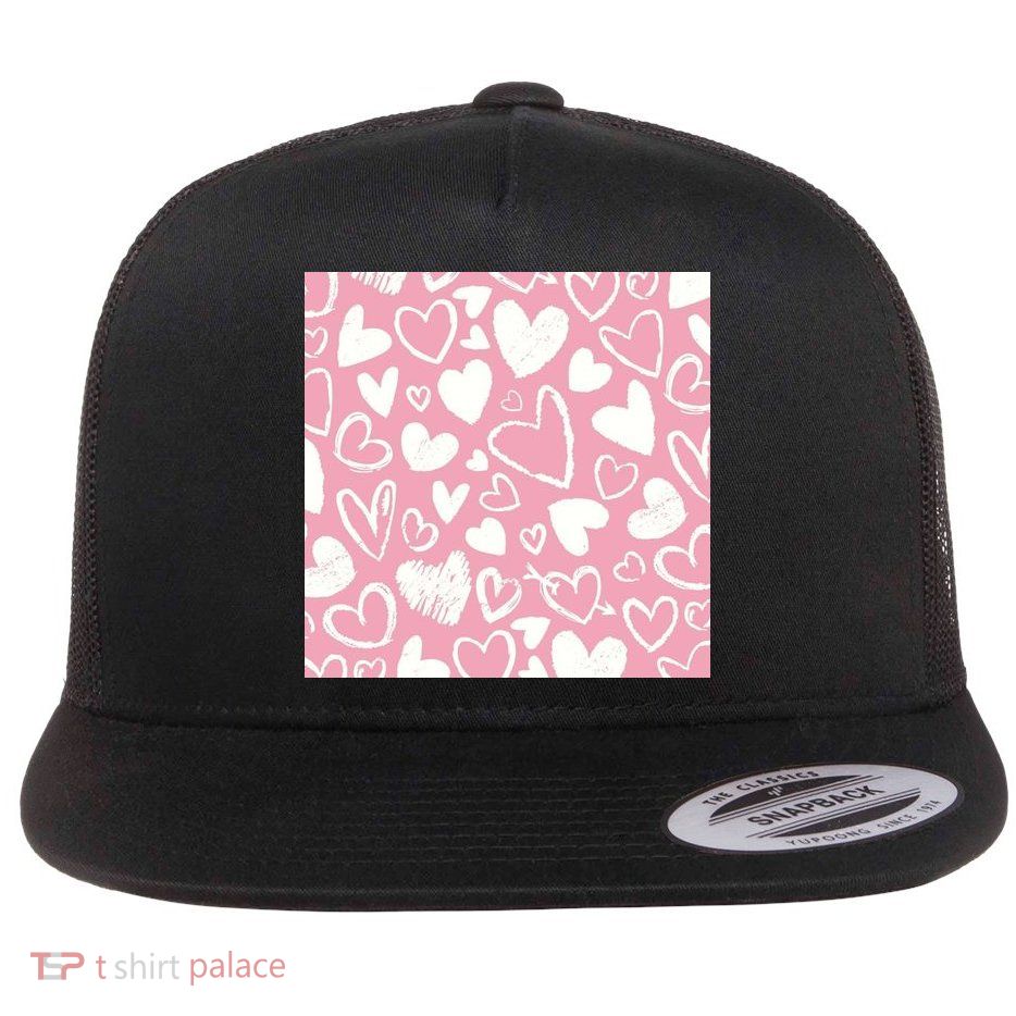 Valentines Day Cute Chalk Hearts Flatbill Hat