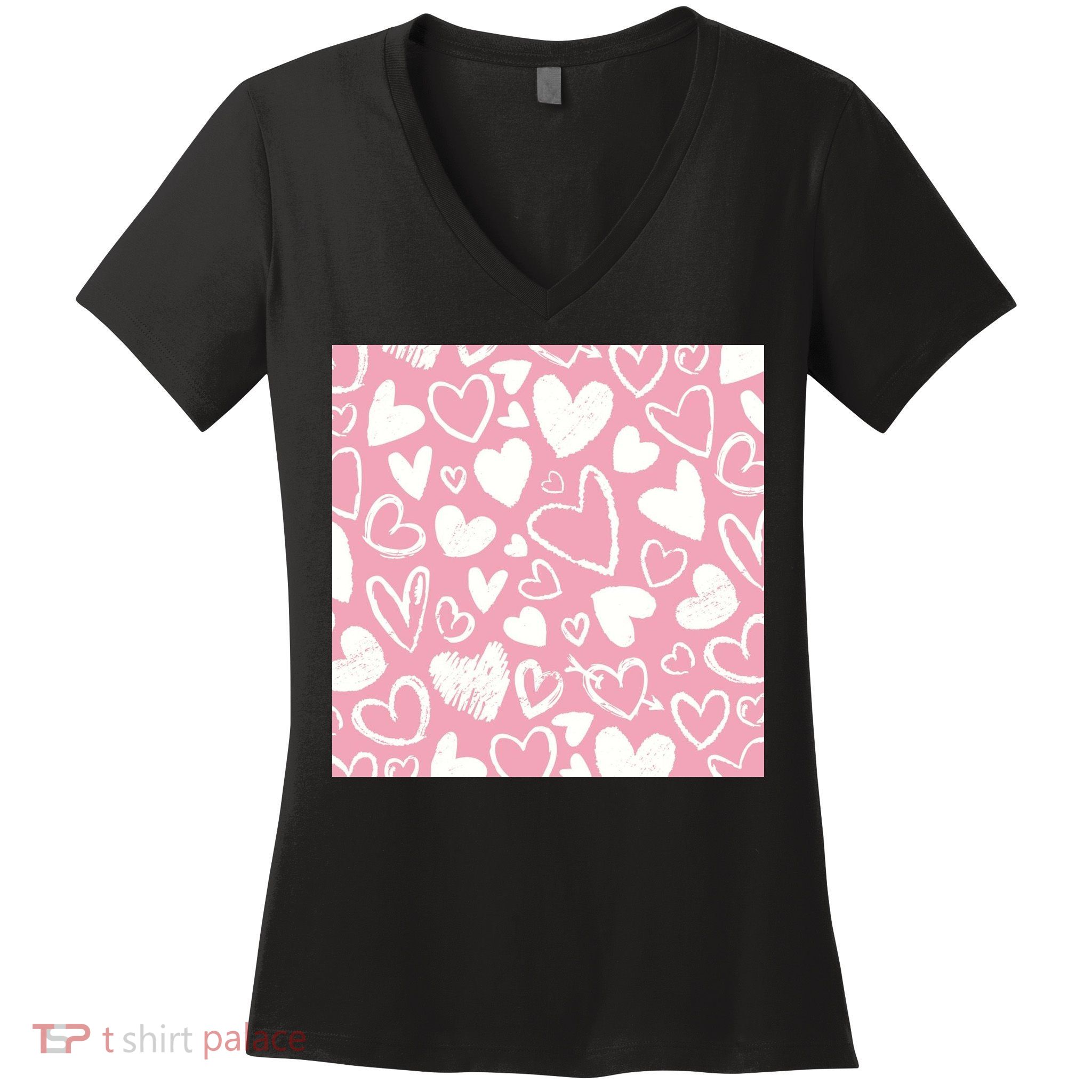Valentines Day Cute Chalk Hearts Women's V-Neck T-Shirt